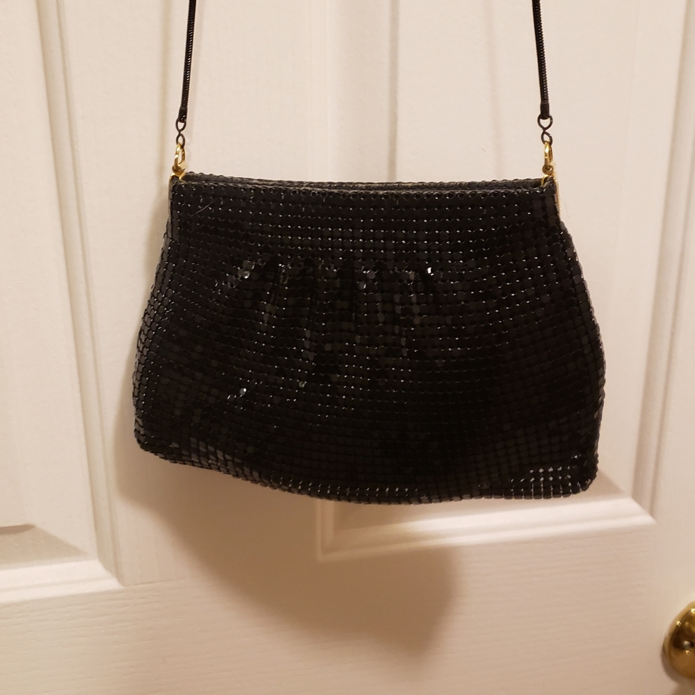 Vintage 80s JOTTA Black Metal Mesh Purse/Handbag /Clutch
